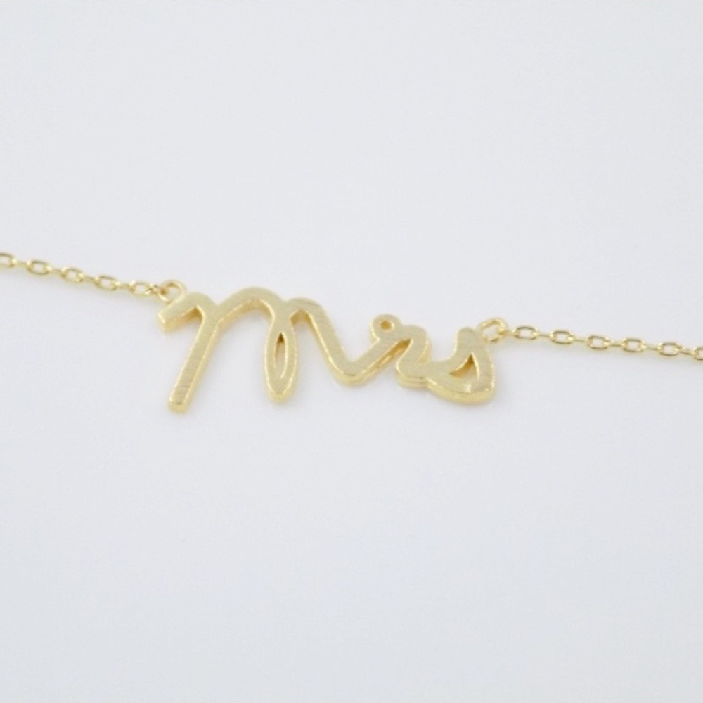 Gold Mrs Necklace Bridal Wedding Bachelorette Gift